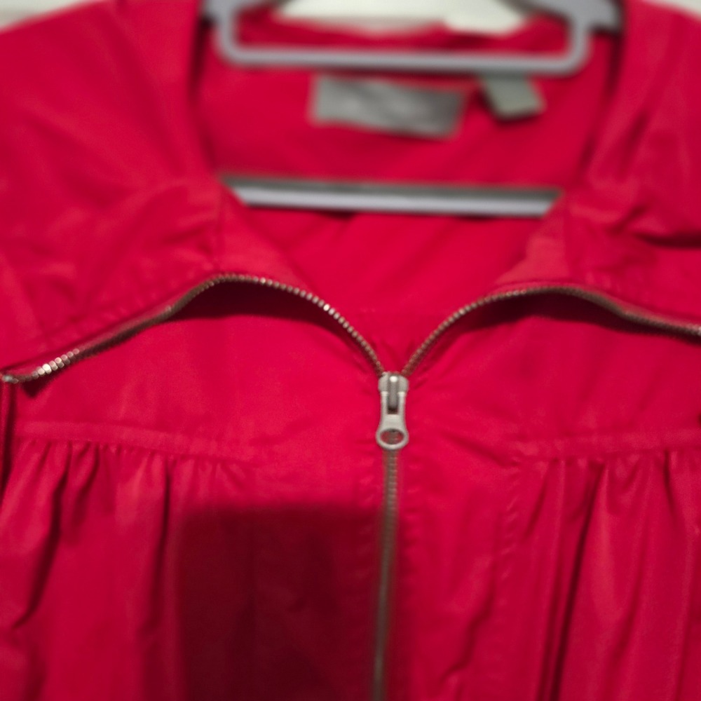 Liz Claiborne Red Hooded Lightweight Zip Up Jacket Size M